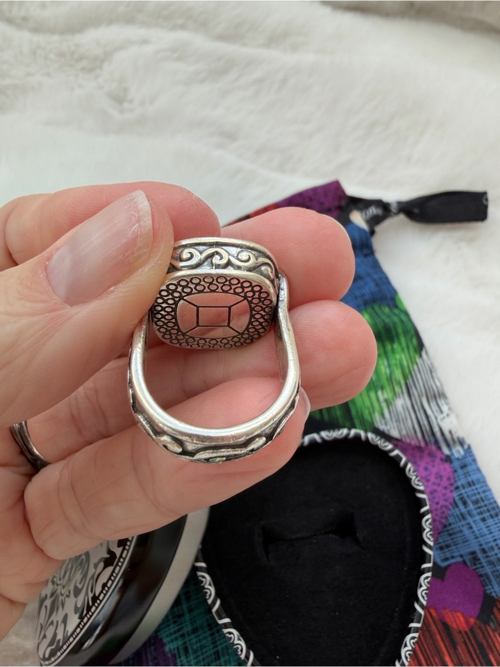 Brighton Venus Sterling Silver Plated Statement Ring - Size 7 - Picture 8 of 11